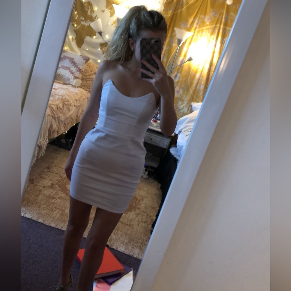 White Strapless Revolve Dress